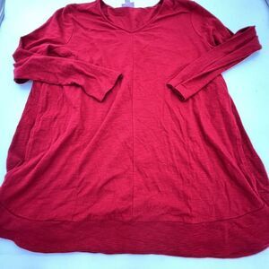 J Jill Red Pintuck Sweate Size XL With Pockets